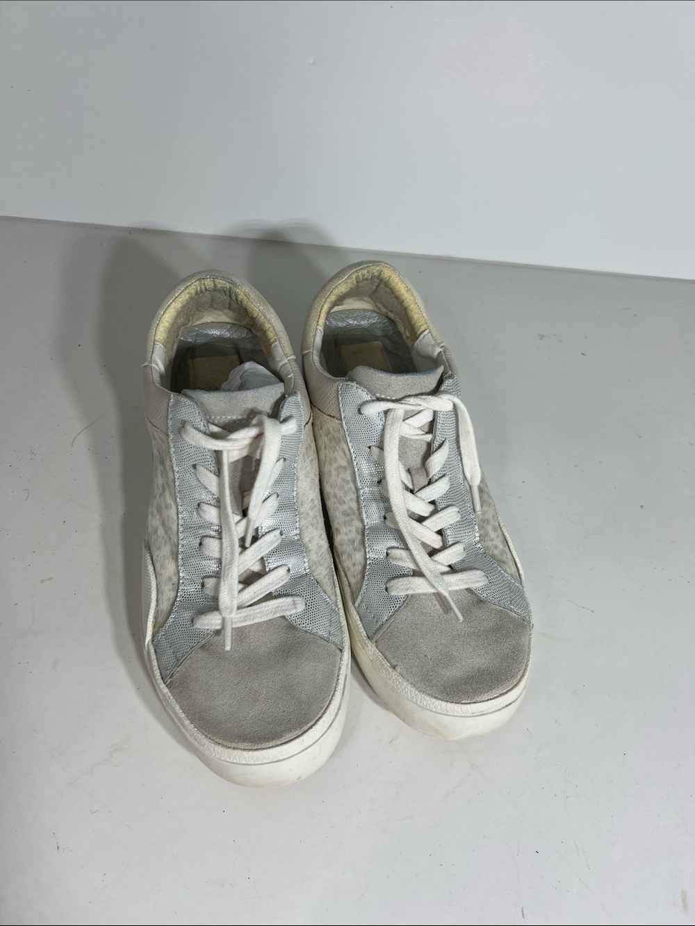 Dolce Vita White Gray Low-Top Sneakers